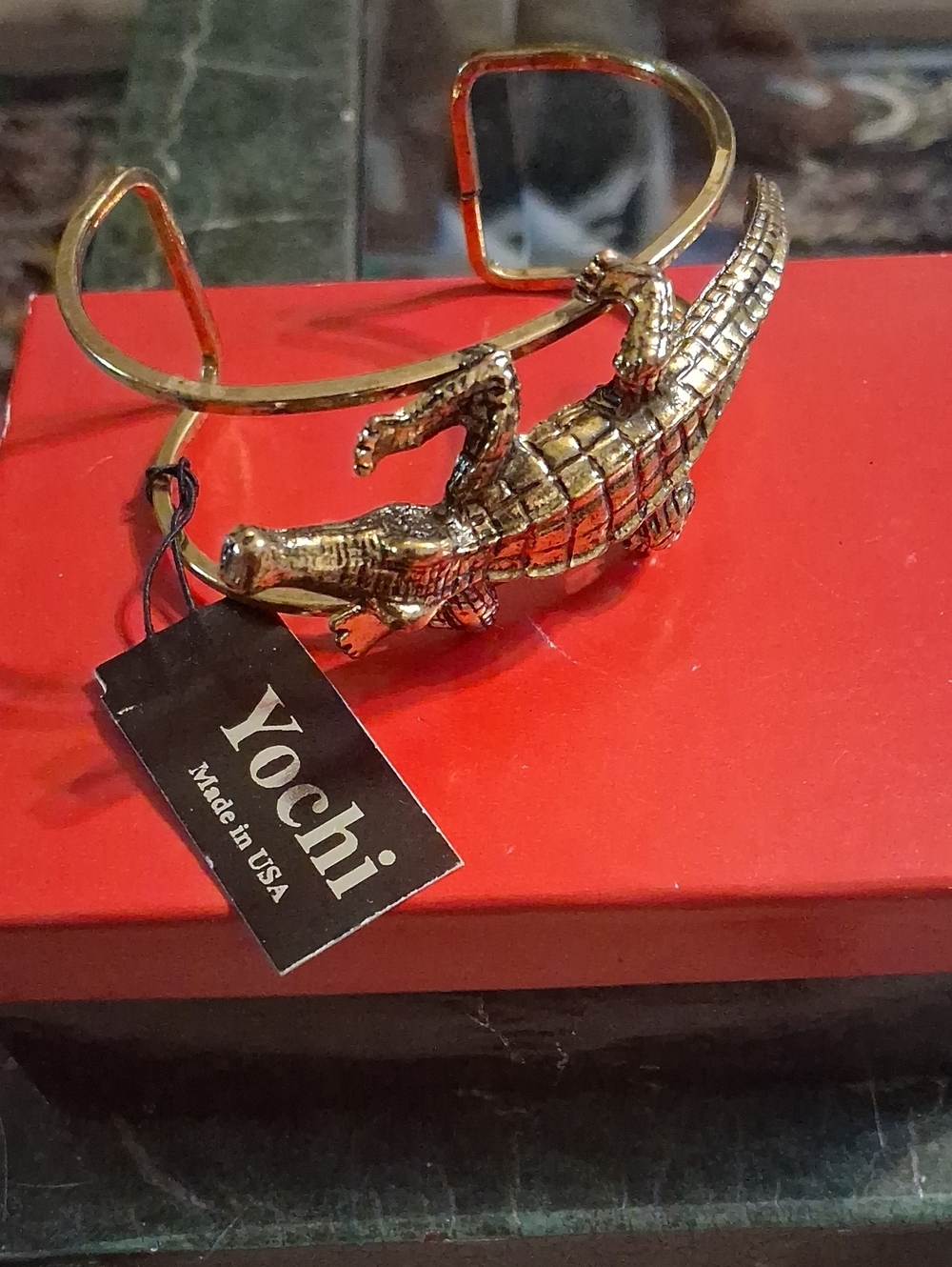 Yochi Gold Alligator Cuff Bracelet